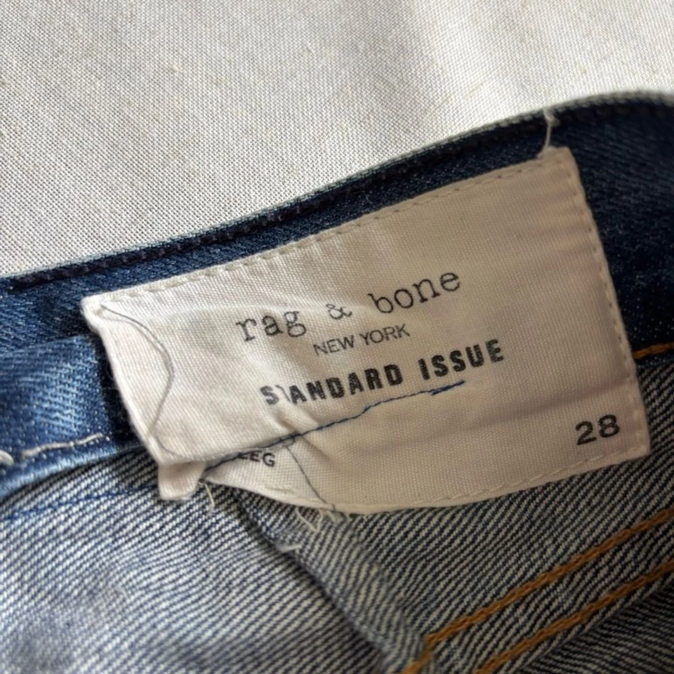 rag & bone Standard Issue Distressed Slim Leg Jeans Size 28 Button Fly - Image 3 of 4