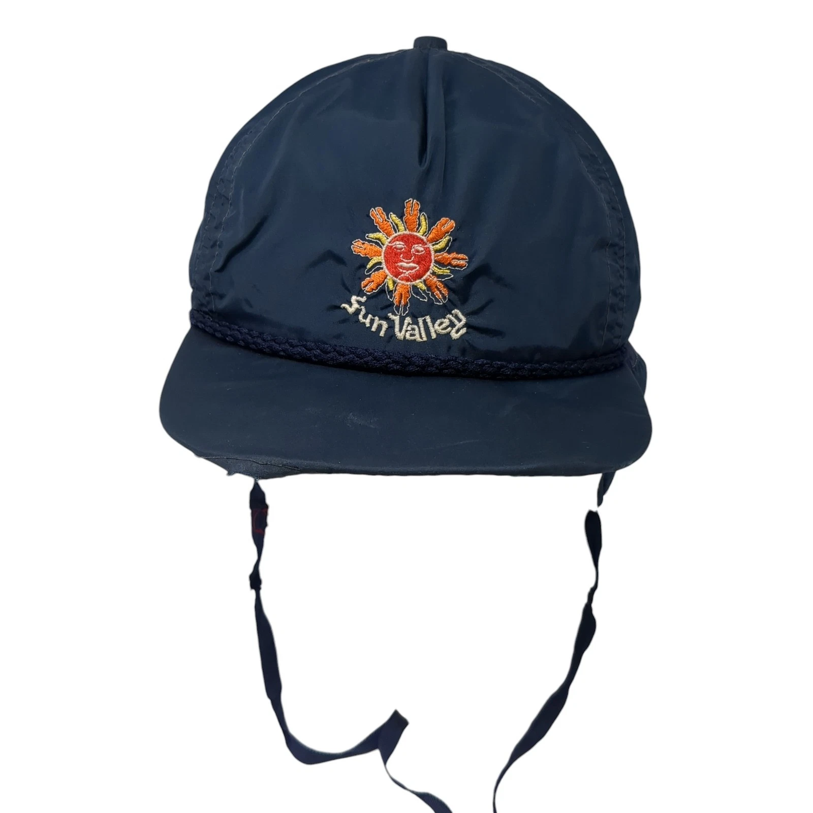 Sun Valley Slideback Trapper Hat Blue OS Chin Strap Ear Flap Imperial Vintage US