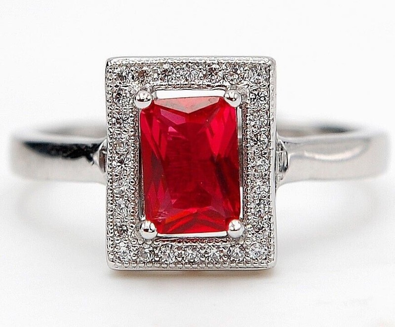2CT Heat Treated Rubellite Tourmaline 925 Sterling Silver Ring Sz 8 &2-5