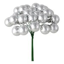 Vickerman 6" Plastic Ball Ornament Christmas Picks in Shiny Silver (Set of 2)