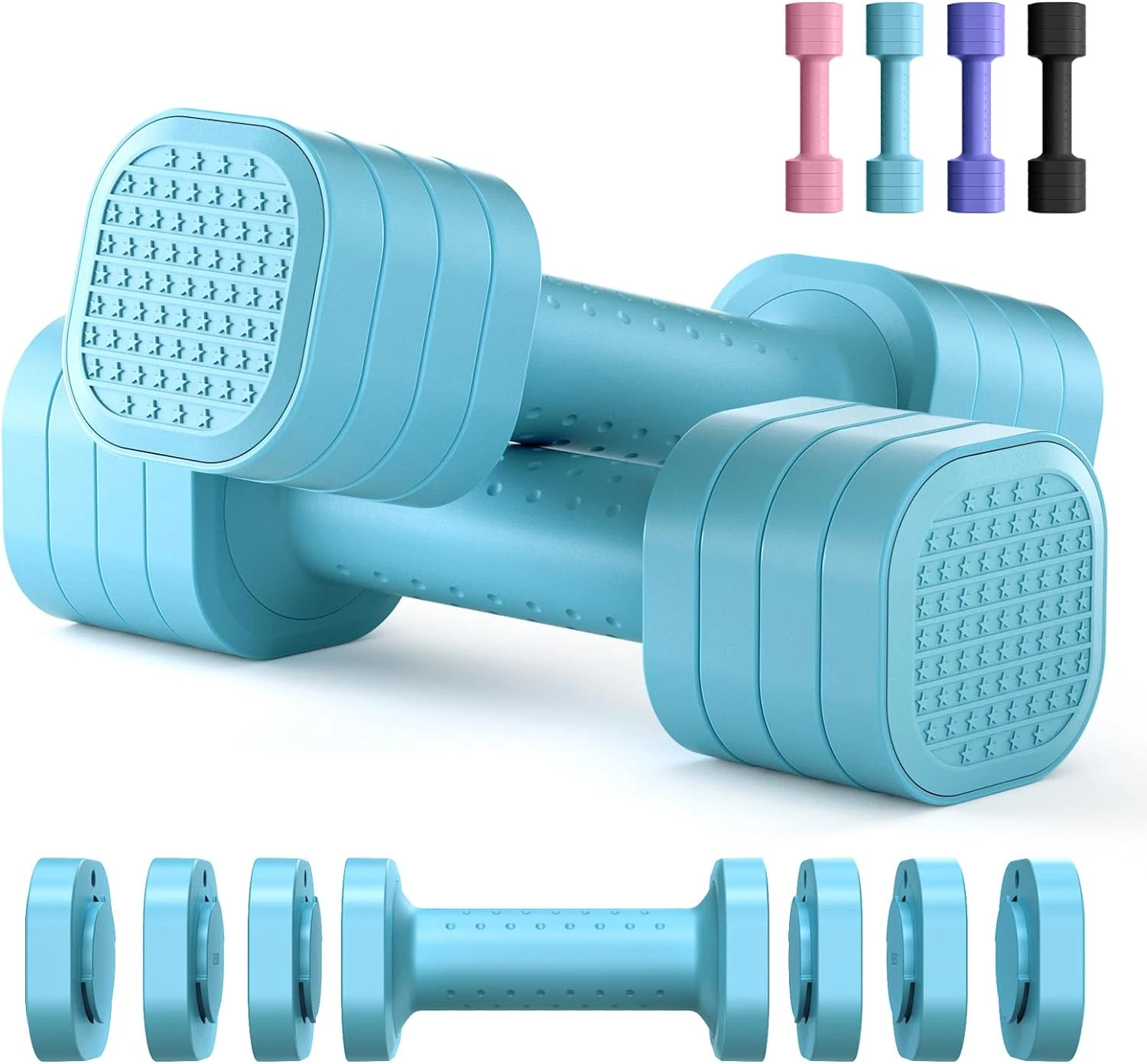 Adjustable Dumbbell Set of 2, 4 in 1 Free Weights Dumbbells Set for Wome