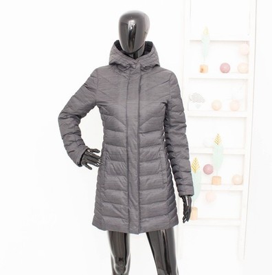 Helly Hansen Saga Down Parka Grey Puffer Coat Hooded Women Winter Jacket XS