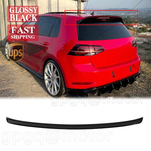 For VW Golf GTI R MK7 MK7.5 4DR 12-20 TCR Style Gloss BLK Rear Spoiler Extension - Picture 1 of 10