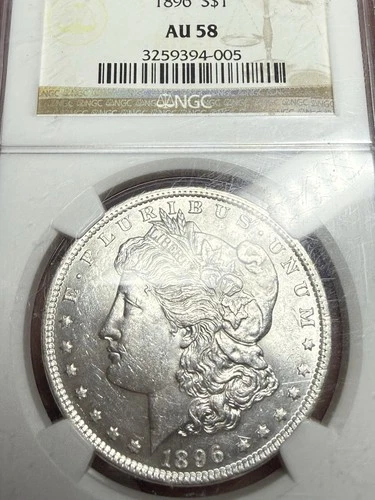 1896 Morgan Silver Dollar $1 NGC AU58 Gorgeous Coin