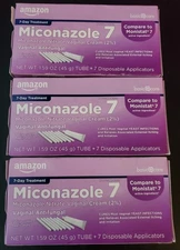 Miconazole 7 Vaginal Cream 2%, 7-Day Yeast Infection Treatment, 1.59 oz Lot Of 3