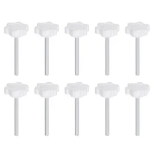 10pcs Star Knob M4 x 50mm Thread 25mm 6-Point Head Stud Hand Clamping Knob White