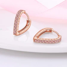 KUNSIR 925 Sterling Silver Fashion Women Heart Shape Huggie Hoop Earrings Party