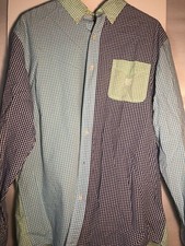 LN Chaps Ralph Lauren 60% Cotton Long Sleeve Shirt 1 Pocket Size XL Blue Green