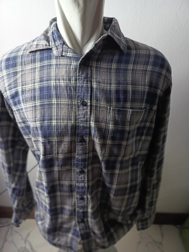 UNIQLO Plaid Shirt Button Up Long Sleeve Shirt Blue / Black | P:21, L:29.5in - Image 3 of 4