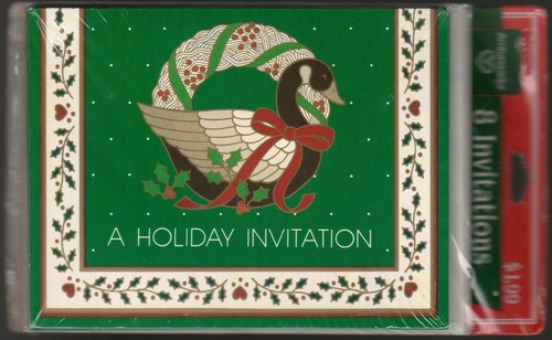 Vintage Duck Christmas Invitations, 8 Ct Holiday Party Hallmark Ambassador Retro