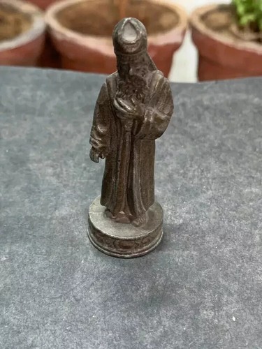 18th C Antique Rare Hand Forged Brass Miniature Figurine Statue Of Saint Jude - Picture 2 of 7