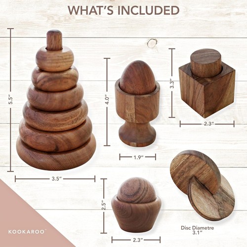 Montessori Wooden Baby Toy Gift Set: Premium 5 Toys for Early Development - Picture 4 of 10