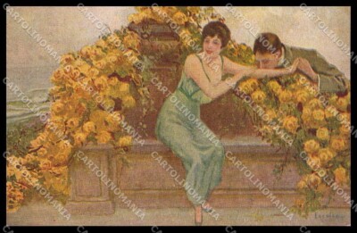 Illustratori Artist Signed Ercolea Romantic Couple Art Deco serie