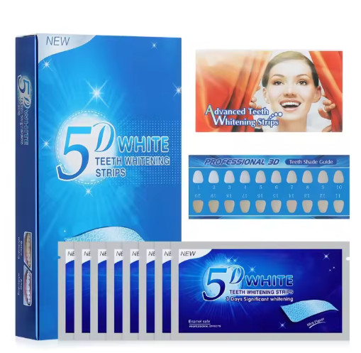 5D Teeth Whitening Strips – 56 Premium Whitening Strips (28 Pairs) with Gel Form