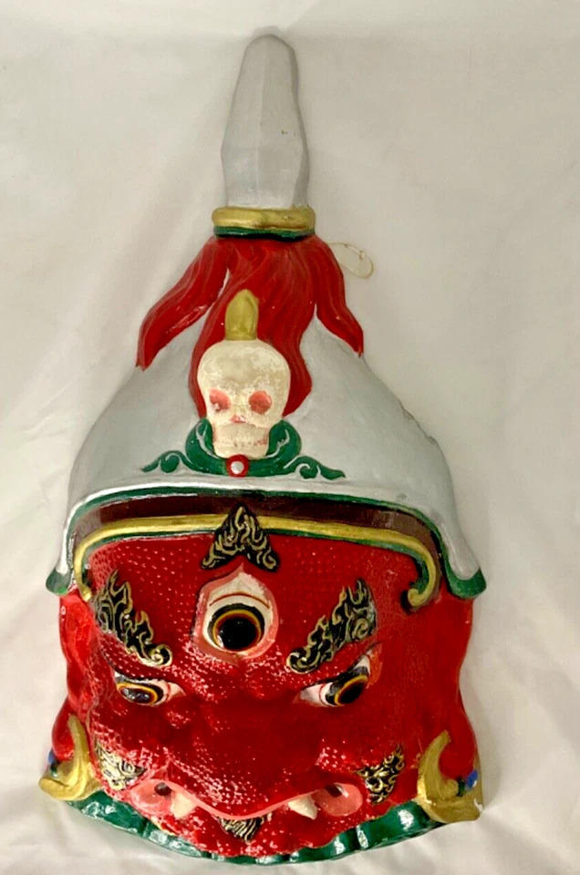 Máscara mongola Tsam Begste de colección enorme 24 pulgadas de alto 12 pulgadas de ancho Foto 3 de 4