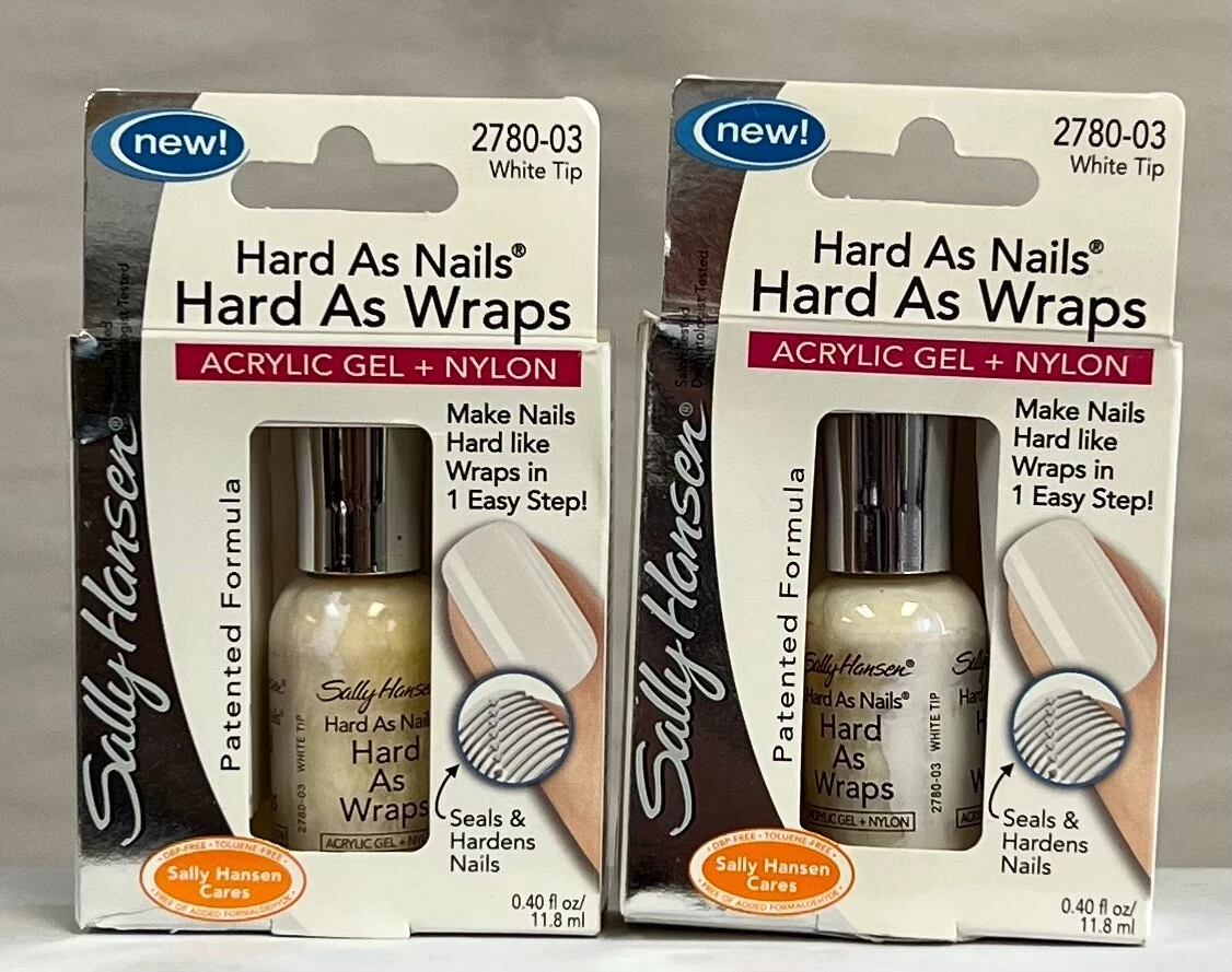 2 Sally Hansen Hard As Wraps With Acrylic Gel Nylon WHITE TIP 2780 03