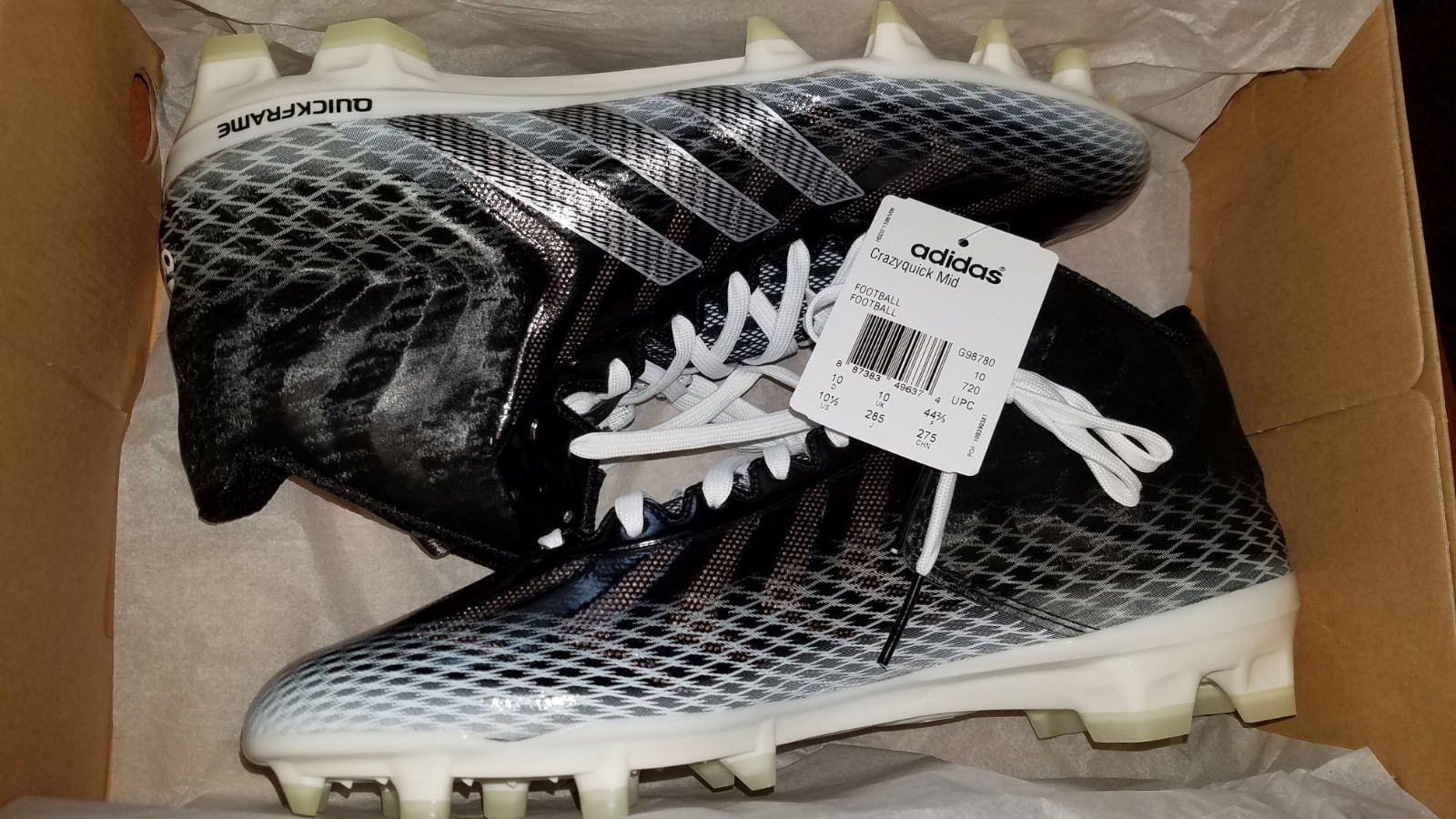 NIB Vintage Adidas Size 12.5 Crazyquick Mid Football Cleats G98780 FAST