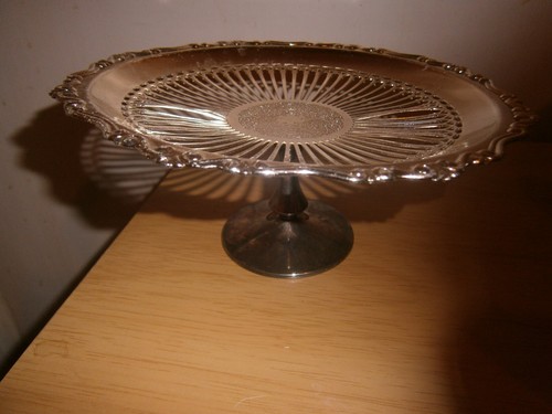Vintage silver plated single tier small cakes stand.20cm. Art Nouveau.(E11) - Picture 4 of 7