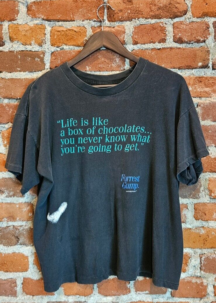 Vintage 90s Forrest Gump T-Shirt Box of Chocolates Single Stitch Very Boxy Fit