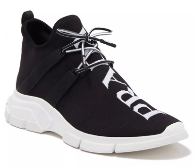 Prada Mens XY Logo Sock Black White Knit Flat Trainer Sneaker UK