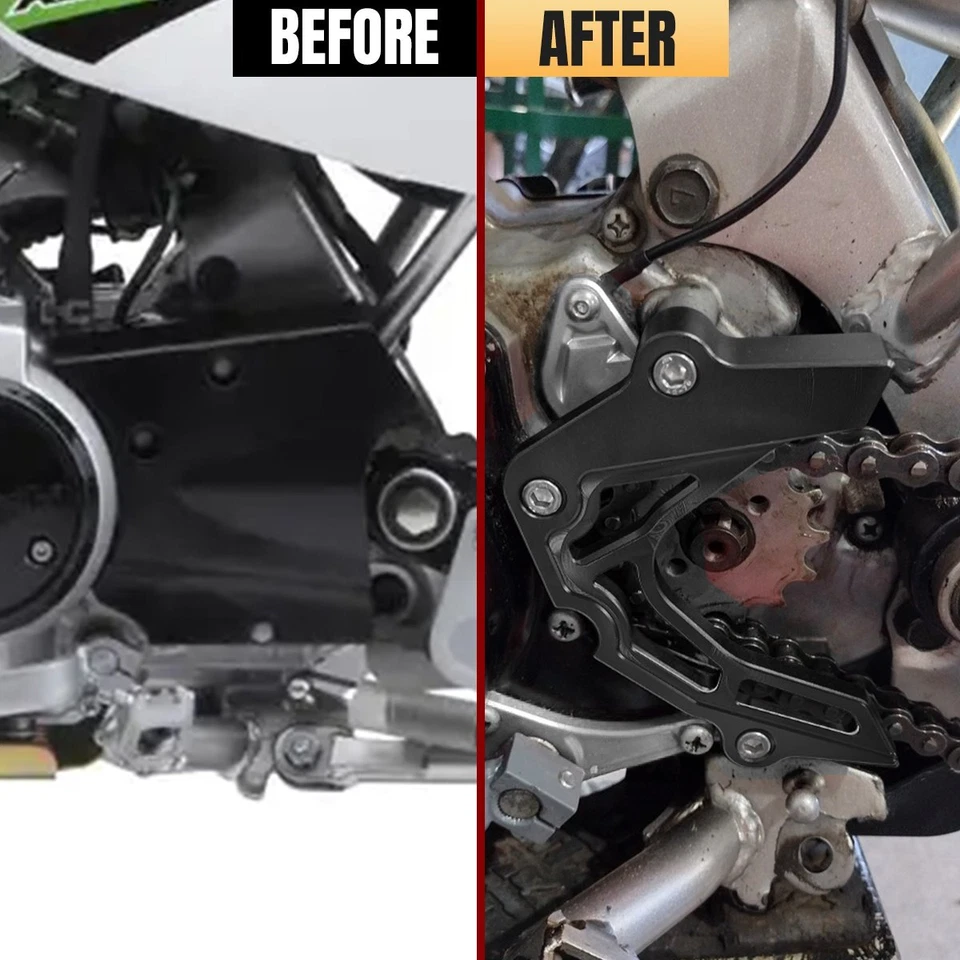 For Kawasaki KLX110 KLX110L 2010+ BLACK CNC SPROCKET GUARD & SHIFT SHAFT BRACE Foto 2 de 4