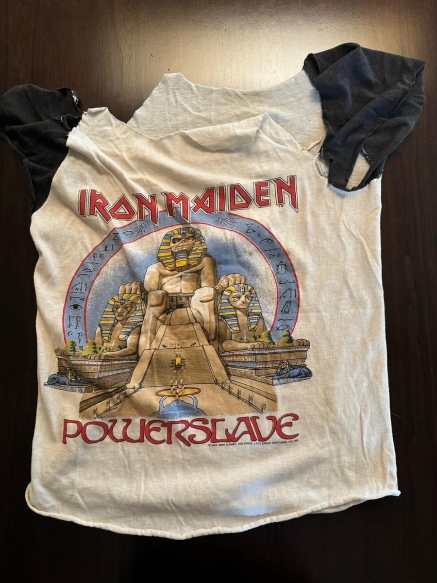 激レア！パキ綿 ヴィンテージ Tシャツ アイアンメイデン パワースレイブ Original Iron Maiden Powerslave 1984 1985 World Slavery Tour T