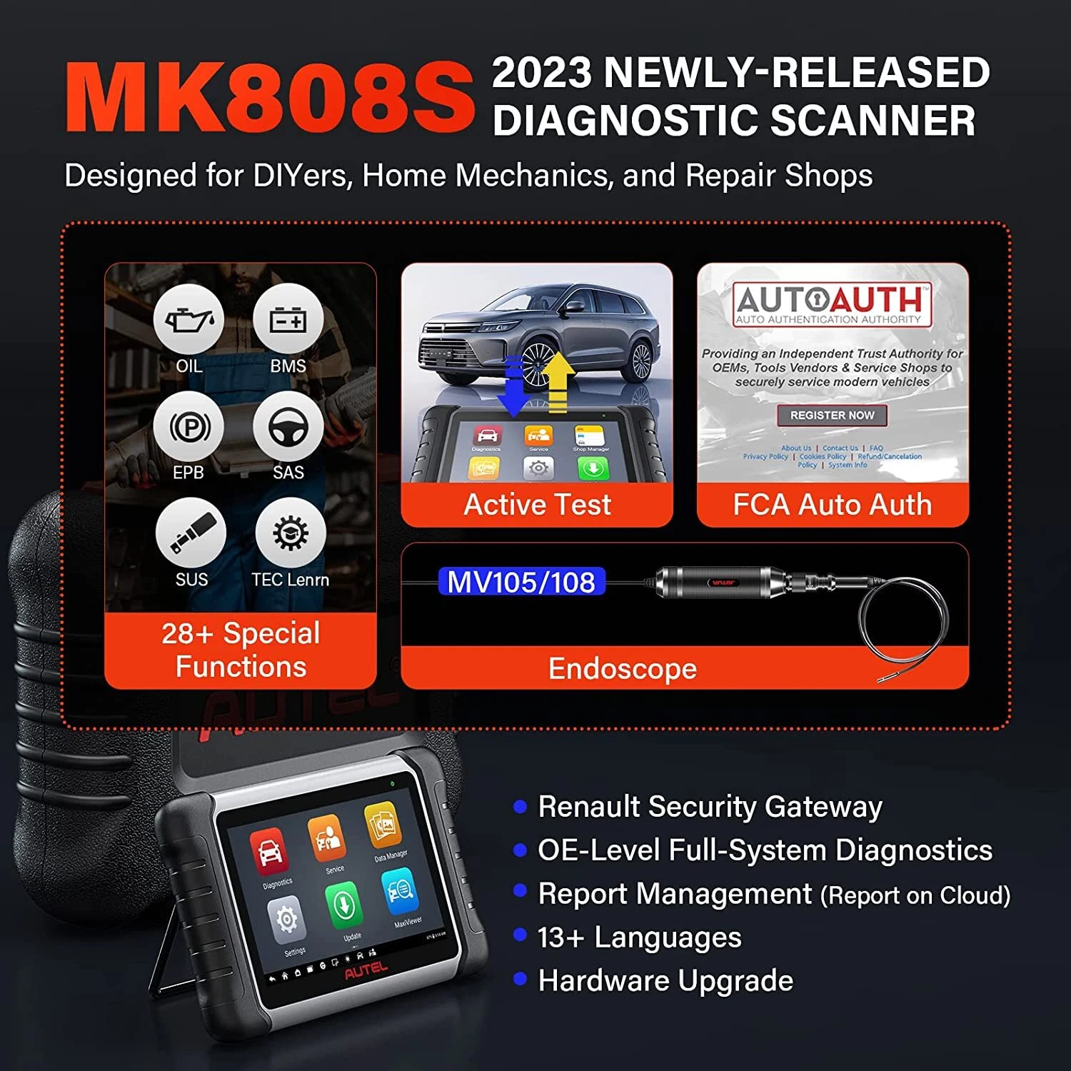 2023 Autel MaxiCOM MK808S Bidirectional Car Diagnostic Scanner Tool Key Coding image 10