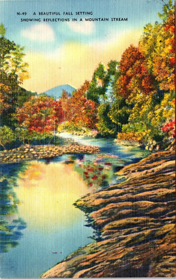 Postcard A Beautiful Fall Setting Showing Reflections in a Mountain Stream