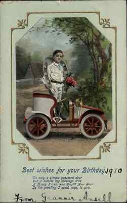 Birthday Little Boy Toy Pedal Car c1910 Vintage Gel Postcard | eBay