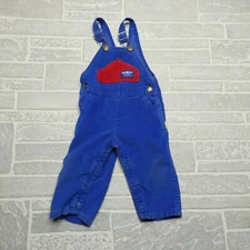 VINTAGE Osh Kosh B'Gosh Overalls Size Toddler 9T Blue Red Corduroy Carpenter