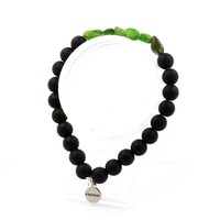 Mineralien Und Edelsteine. Armband Diopsid Aus Brasilien + Schwarze Onyxperlen