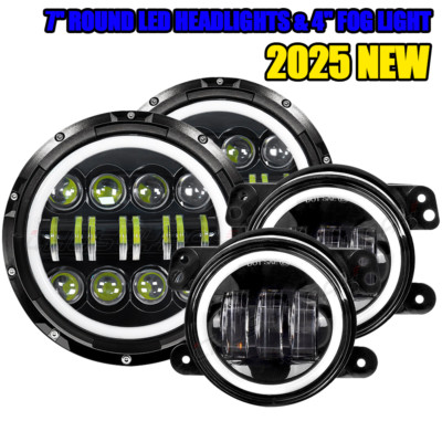 7inch LED Headlight Hi/Lo Project & 4'' Fog Light Fit Freightliner Century Class