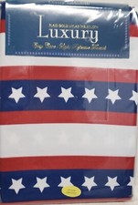 Printed Fabric Tablecloth,60"x84"Oblong,PATRIOTIC,AMERICANA,STARS STRIPES,USA,BM