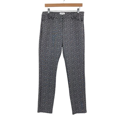 Calvin Klein Pants Womens Size 10 Gray Leopard Print Flat Front Skinny Leg