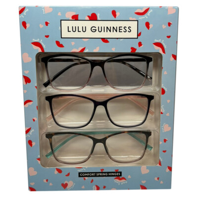 Lulu Guinness 3 PACK Gift Womens Reading Glasses Black Pink