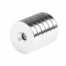 1 x 3/16 Inch Large Neodymium Rare Earth Countersunk Ring Magnets N48 (6 Pack)