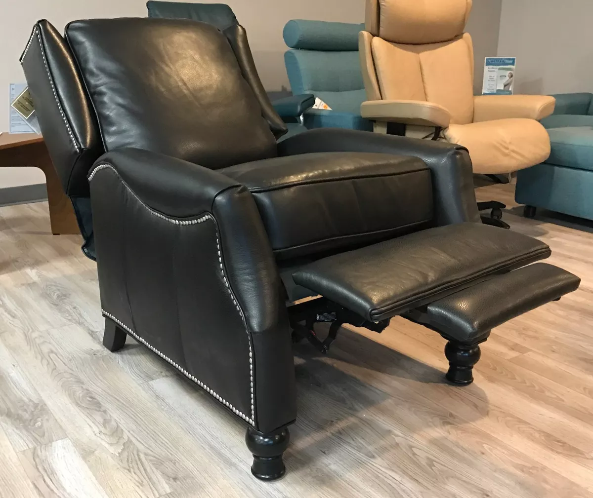 Barcalounger black leather recliner deals