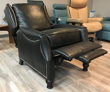 BRAND NEW Barcalounger Ashton II Genuine Pearlized Black Leather Recliner Chair