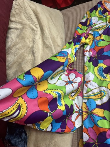 Spirit Halloween Womens Tunic Top Colorful Floral Paisley LS Ruffles Hippie XL - Picture 2 of 3