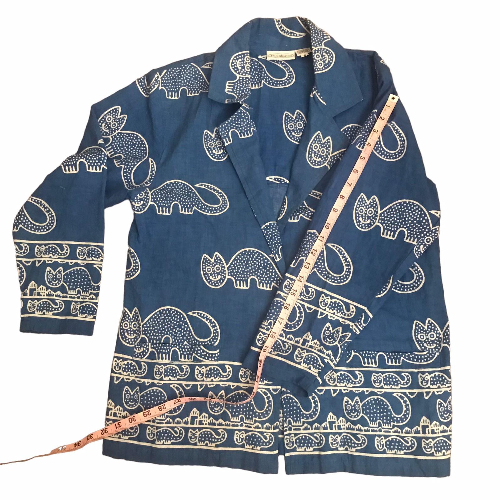 Patchington Blue Cat Lover Open Front Jacket  Sma… - image 8