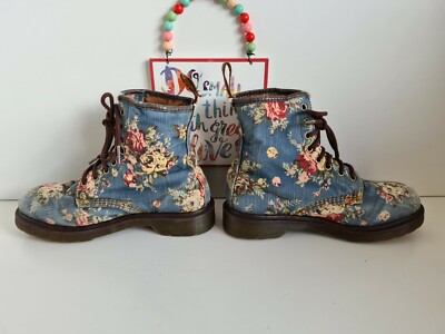 Dr Martens Pascal 1460 8 holes Victorian Jeans Floral Flower boots 