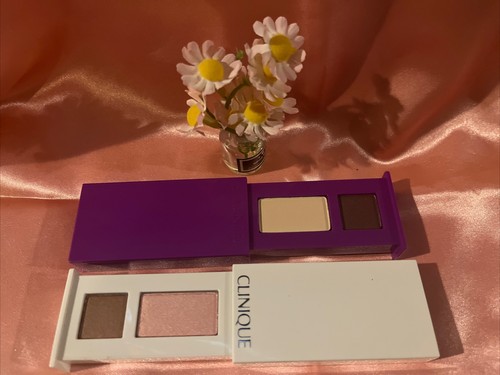 Clinique 🌺 Lot Of 2 Eyeshadow Compact Duos 14 Strawberry, Fudge, Vanilla NWOB