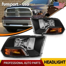 Headlights Assembly For 2009-2012 Dodge Ram 1500 2500 3500 Black Housing Lamps