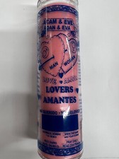 ADAM & EVE LOVERS UNSCENTED PINK PILLAR CANDLE IN GLASS (ADAN & EVA)
