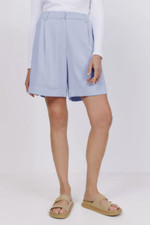 New VIVERE Lori Tailored Relaxed Summer Shorts, Light Blue, UK 14, RRP  135