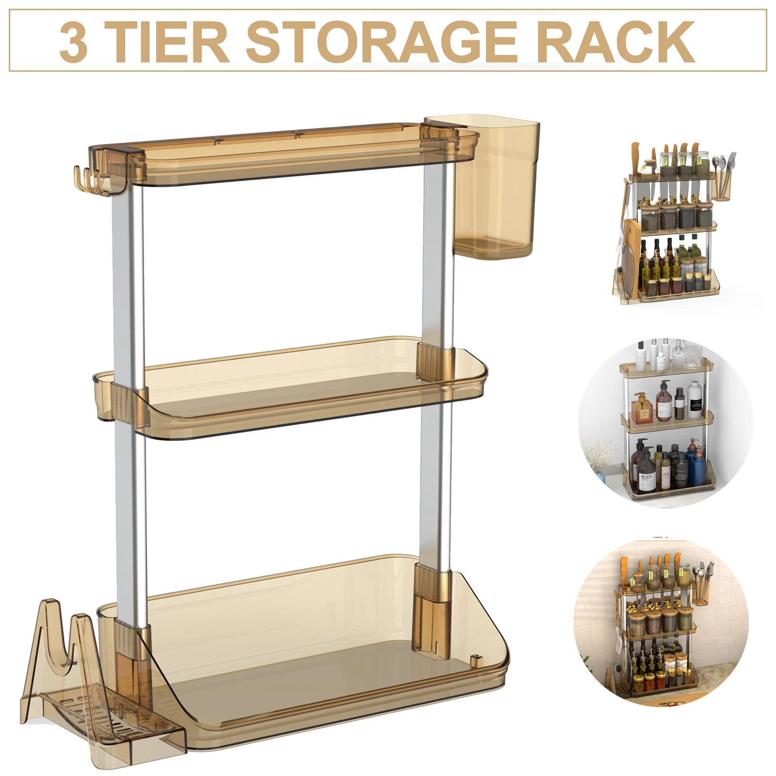 3-Tier Standing Rack Kitchen Bathroom Countertop Storage Organizer Shelf US