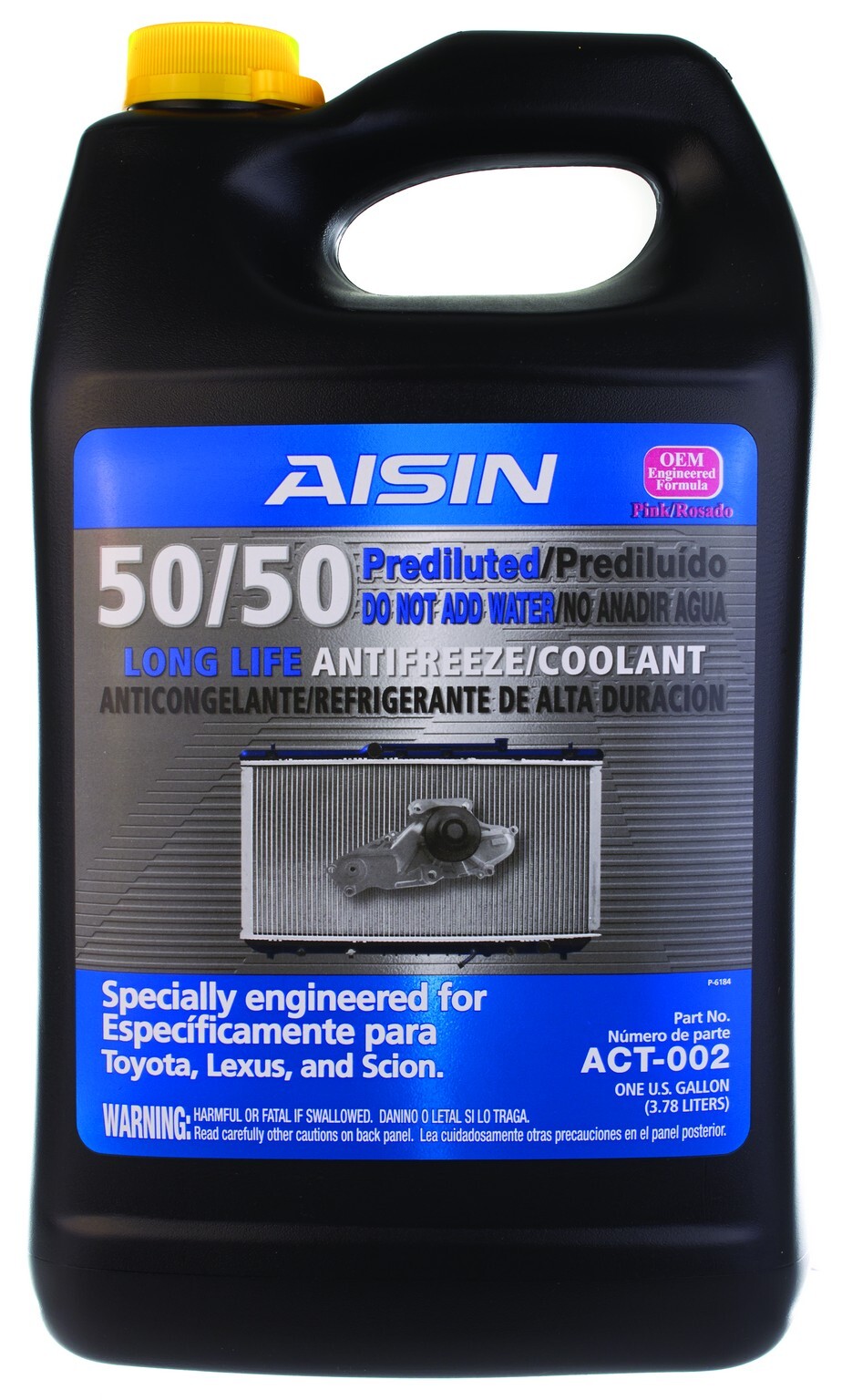 AISIN ACT002 Engine Coolant Antifreeze 1 Galon Pink 50/50 For Toyota