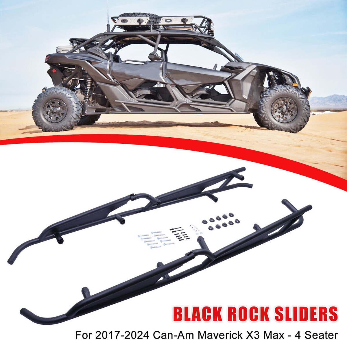 Nerf Bars Rock Sliders for 2017-2024 Can-Am Maverick X3 Max - 4