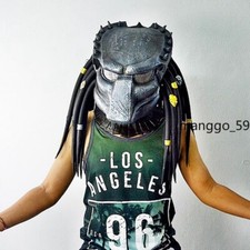 IN US Predator Alien vs Predator Mask Helmet w/ Braid Halloween Cosplay Gifts