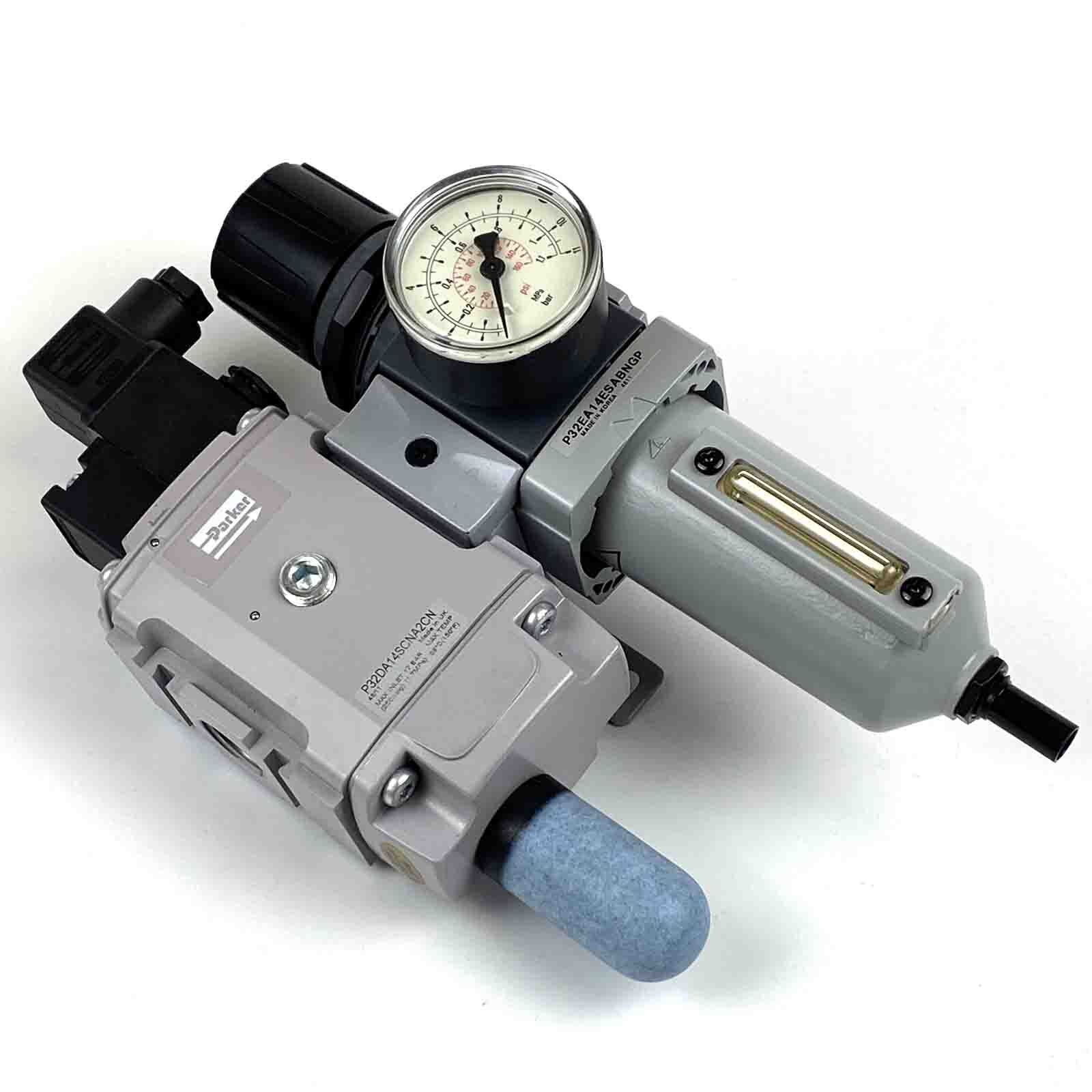 Parker P32DA14SCNA2CN Pressure Drain Valve + P32EA14ESABNGP Filter Regulator, Unused